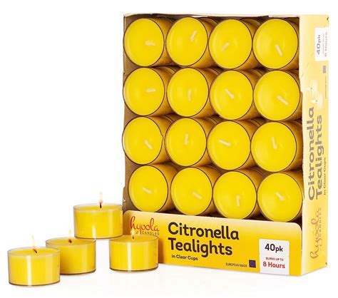 Hyoola Tealight Citronella Candles Outdoor - 8 Hour Burn Time - Indoor ...