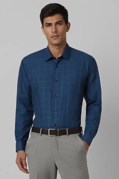 Buy Men Blue Regular Fit Check Full Sleeves Formal Shirt Online ...