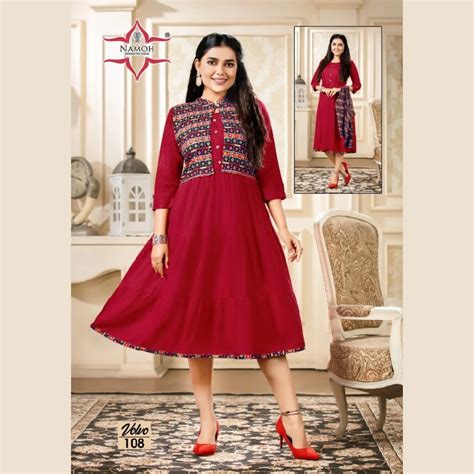 Heavy Rayon Red Wine Umbrella Kurti with Grey Jacket – Shop Now – Bavis ...