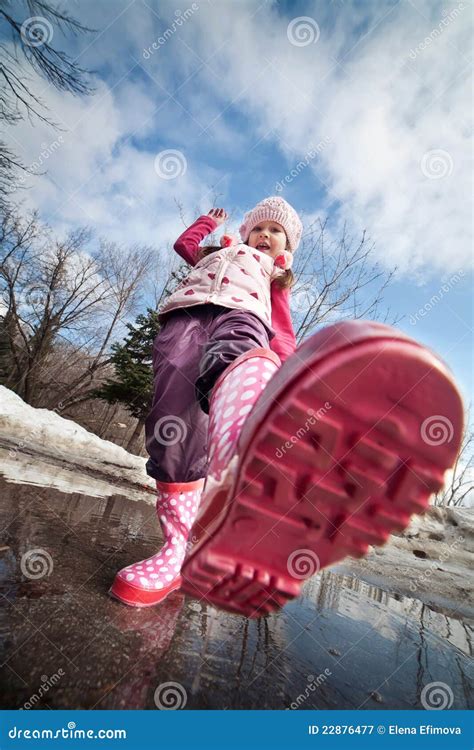 Girl in pink boots stock image. Image of girl, messy - 22876477
