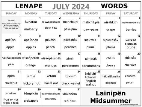 Official Site of the Delaware Tribe of Indians » July 2024 Lenape Word ...