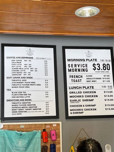 Menu at ALOHA CAFE PINEAPPLE, Honolulu