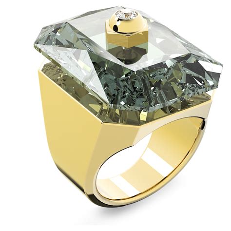 Numina cocktail ring, Octagon cut, Gray, Gold-tone plated | Swarovski