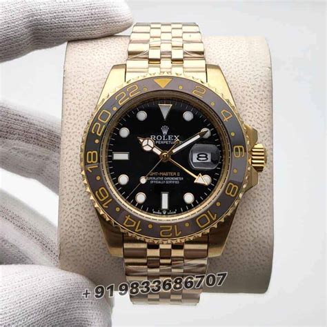 Rolex GMT Master II Yellow Gold Black Dial Jubilee Bracelet 40mm High ...