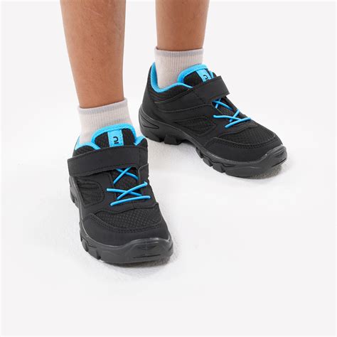 Kids' Hiking Shoes - NH 100 - smoked black, Baltic blue - Quechua ...