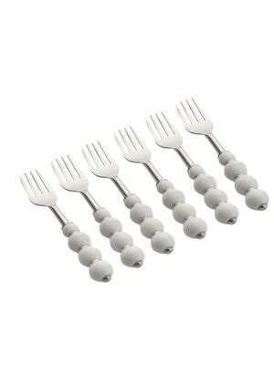 Buy VarEesha Regal White Beads Stainless Steel Forks Set of 6 Online