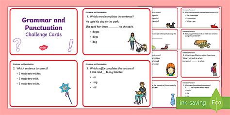 Year 1 Grammar and Punctuation KS1 Challenge Cards