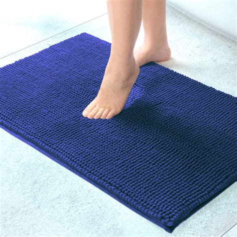 Buy Luxe Home Bath mat Super Soft Chenile Mats for Bathroom Door (Navy ...