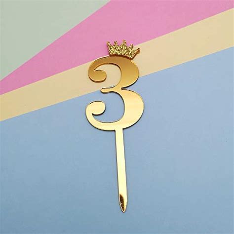 MANIDHARI Gold Number 3 Cake Topper/Happy Birthday Cake Topper/ 3RD ...
