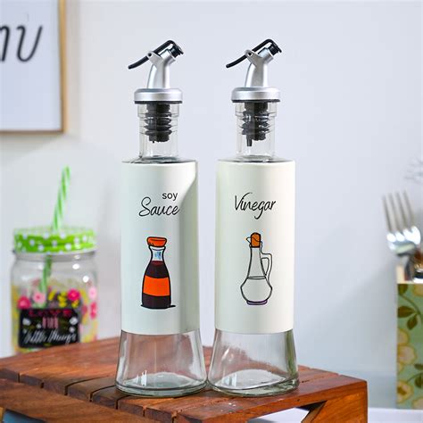 Convenient 350ml Vinegar & Soya Sauce Dispenser Set - Easy Pouring ...