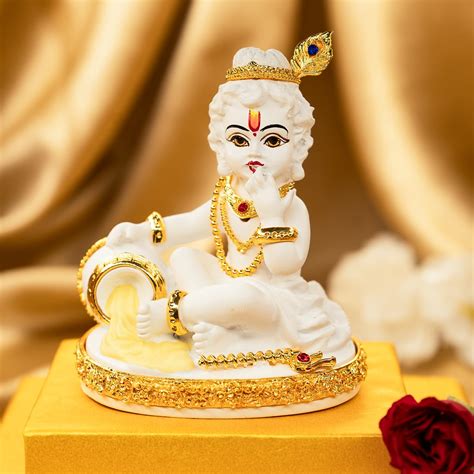 White Bal Gopal Murti (9.5 cm) | Laddu Gopal Krishna Idol – ekhasa