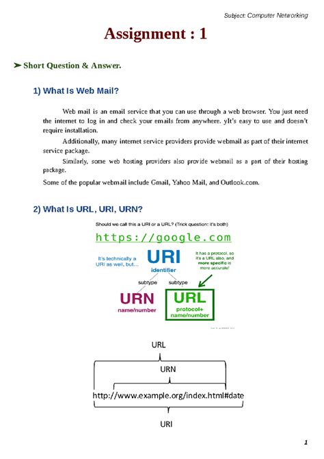 CN ASS1 - Computer Networking - Assignment : 1 Short Question & Answer ...