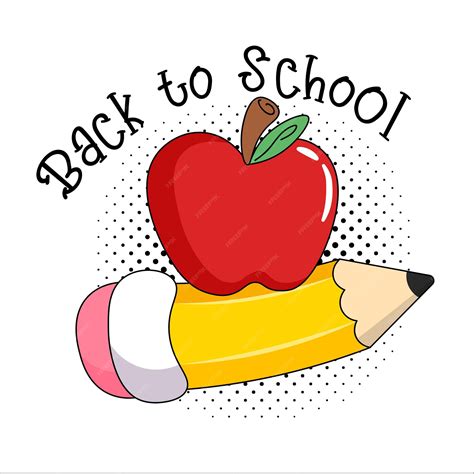 Premium Vector | Hand drawn pencil and apple back to school supplies vector