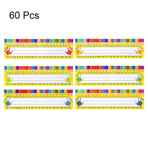 Bluethy 1 Set Desk Name Tags with Alphabet Number Line 1-20 Tear ...