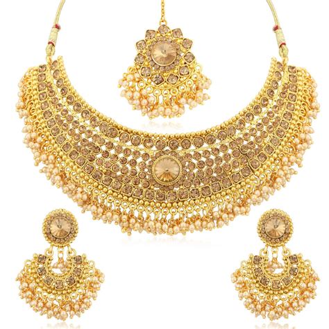 Sukkhi Traditional Gold Plated Choker Necklace Set for Women - Sukkhi.com