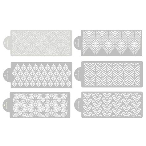 RAYNAG 6 Pieces Cake Stencils Baking Templates Cookie Fondant Cupcake ...