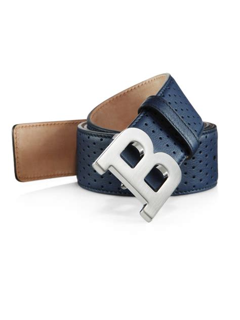 Bally Perforated Leather Belt in Blue for Men (DARK-NAVY) | Lyst