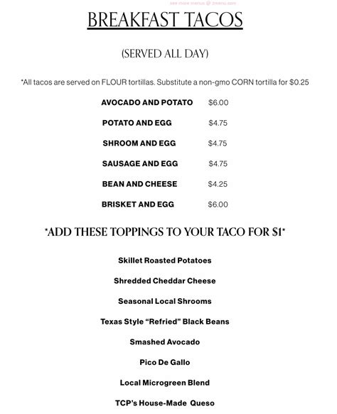 Menu at The Clean Plate: Black Mountain restaurant, Black Mountain