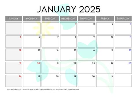 Printable January 2025 Calendar with Holidays PDF