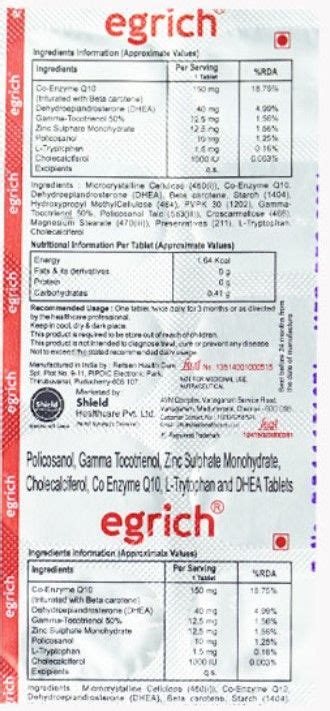 Egrich Tablet 10's Price, Uses, Side Effects, Composition - Apollo Pharmacy