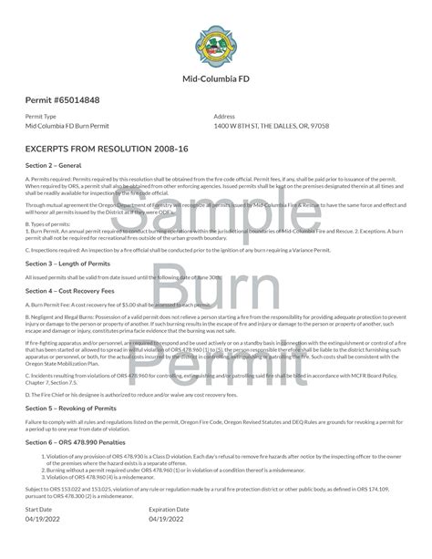 Residential Burn Permits - Mid-Columbia Fire and Rescue