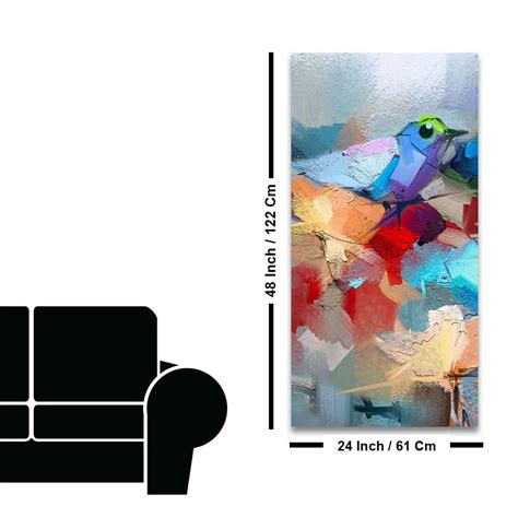 Abstract Colorful Bird and Flower Canvas Wall Painting – Decor Mantra