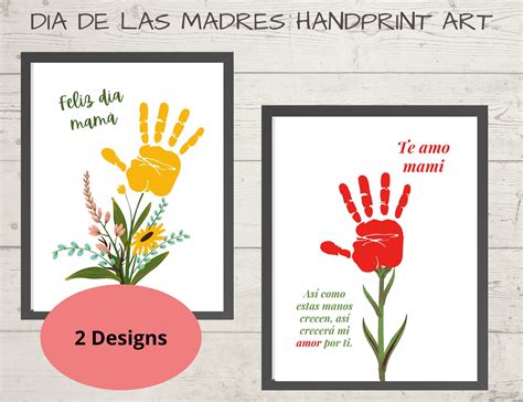 Mothers Day Handprint Art, Gift for Mom in Spanish, Flowers Bouquet ...