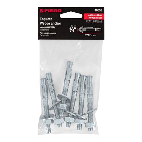 Bolsa con 6 taquetes arpón 1/4 x 2-1/4 , FIERO, Fiero, 46658