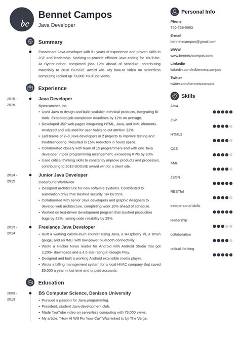 Image result for Java Developer Resume Examples