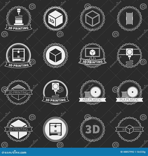Vector Set of 3D Printer Logos or Icons Stock Illustration ...