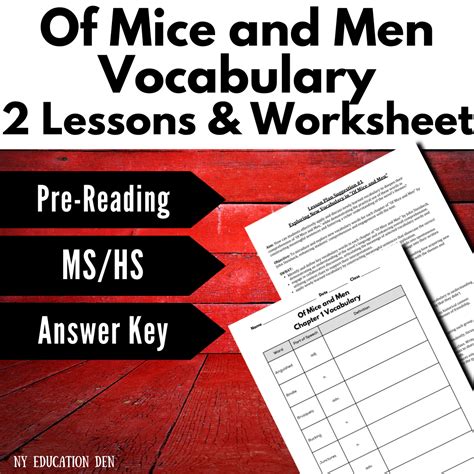 Of Mice and Men Pre-Reading Vocabulary Words and Lesson Plan ...