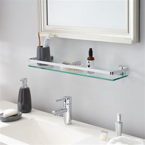 Glass Bathroom Shelving Wall Mounted Tempered Glass Storage Organizer
