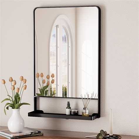 Keonjinn Bathroom Mirrors 18-in W x 28-in H Rectangle Matte Black ...