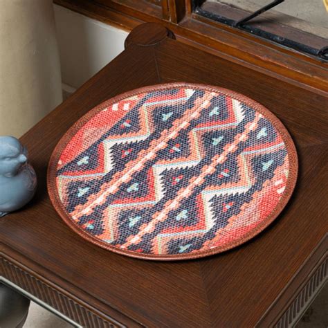 Mona B - Set of 2 Printed Placemats, 13 INCH Round, Best for Bed-Side