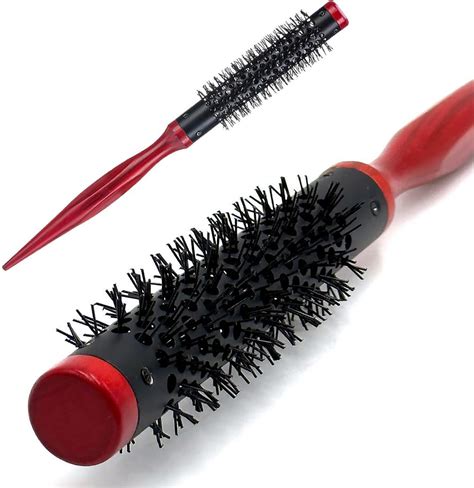 Bwetomk 2Pcs Small Round Brush, Soft Bristle Hair Brush Blow Drying ...