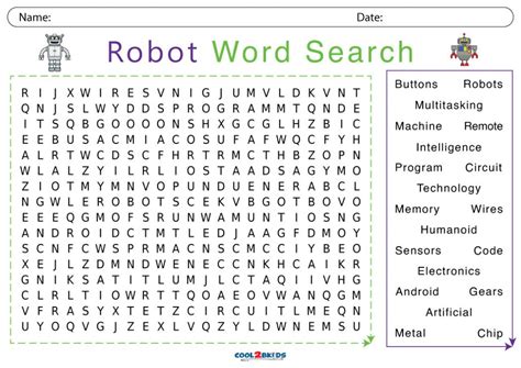 Robot Word Search Printable 的图像结果