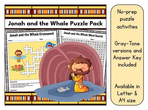 Jonah and the Whale Word Search and Crossword Puzzle Activity Pack ...