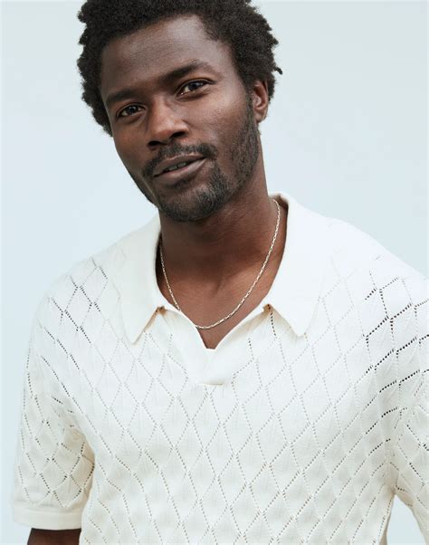 Johnny-Collar Sweater Polo Shirt in Diamond Stitch | Madewell