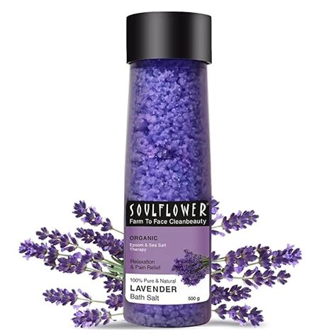 Buy Soulflower Epsom Lavender Bath Salt for Body & Foot Spa, Calming ...
