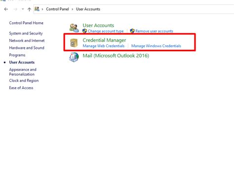 Image result for Credential Manager Control Panel