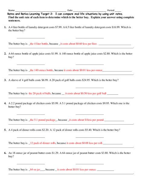 Image result for Unit Rate Math Project