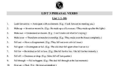 MBA VARC List 3 Phrasal Verbs with Examples - Studocu