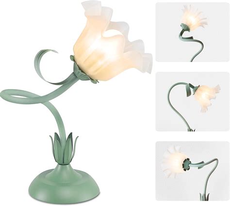 Fuzzbopn Cute Flower Desk Lamp, 3 Color Temperature Table Lamp with LED ...
