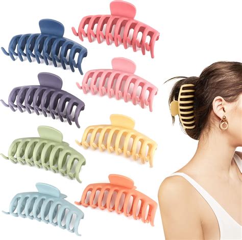 Amazon.com: Ajju Korean Matte Large Claw Hair Clips for Women, All Hair ...