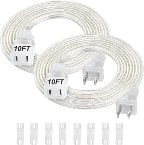 Amazon.com: 2 Pack Clear Extension Cord, 10 FT Extension Cords, UL ...
