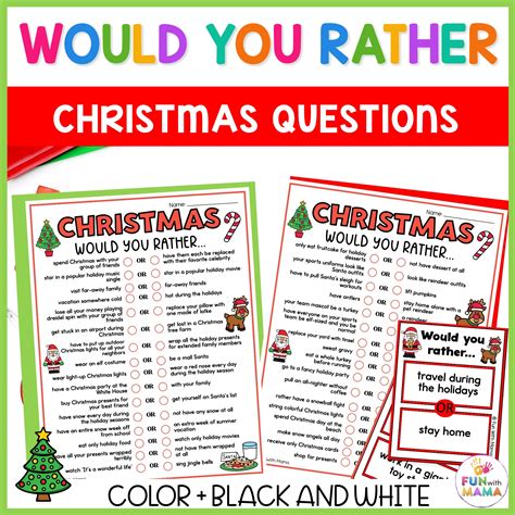 Christmas Would You Rather Questions - Fun with Mama Shop