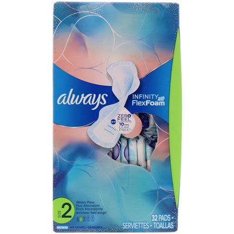 Always, Infinity Flex Foam with Flexi-Wings, Size 2, Heavy Flow ...