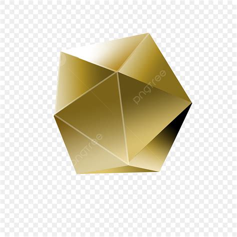 Polyhedron Hd Transparent, Golden Polyhedron, Metal, Golden ...