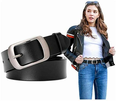 JASGOOD Women Leather Belts for Jeans Pants Ladies Black Belt - Walmart.com