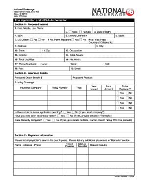 Fillable Online Preliminary Underwriting Form - National Brokerage Fax ...